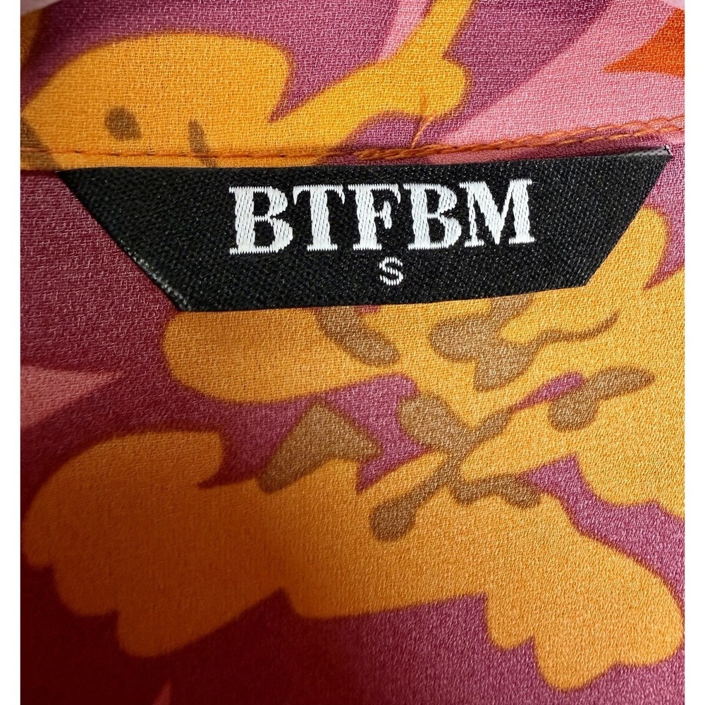 BTFBM Floral Long Sleeve Button Down Top Women's Size Small - Picture 3 of 9